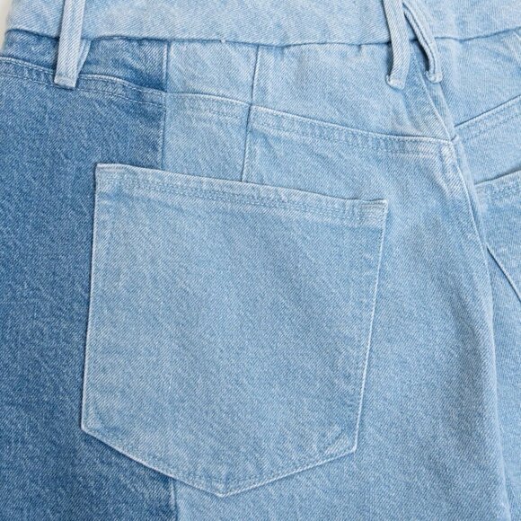 Good American Patchwork Jeans Good Icon Relaxed Straight Ankle Size 14/ US 32 - Picture 12 of 14